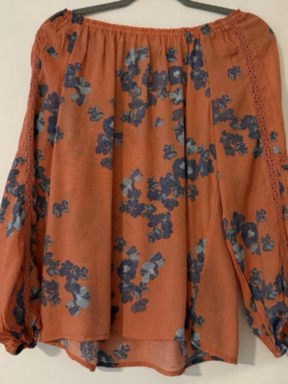 Zac & Rachel Women's Orange/Blue Floral Off Shoulder Blouse